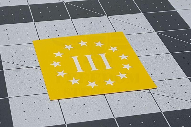3% Logo Stencil from Freedom Stencils