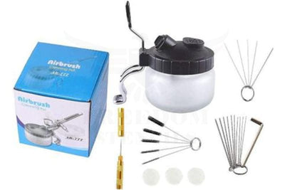 Podoy Airbrush Cleaning Kit Spray Wash Pot Stabilizer Jar Bottles Holder With Tools Needle Nozzle