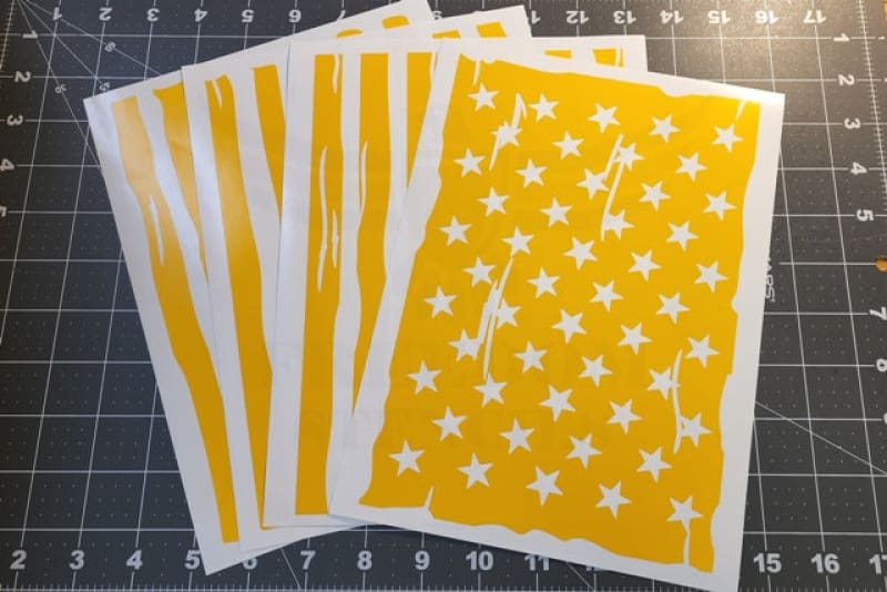 American Flag Tattered Rifle Stencil Pack Stencils