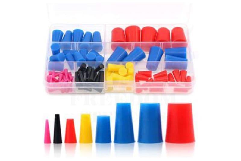 Swpeet 100Pcs High Temp Silicone Rubber Protective Tapered Plug Assortment Kit, Masking System Kit Perfect for Powder Coating, Painting, Anodizing, Plating & Media Blasting
