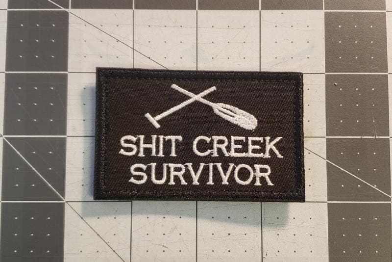 Shit Creek Survivor Funny Hook Patch – US Military Tactical Style Morale Badge